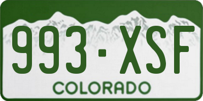 CO license plate 993XSF