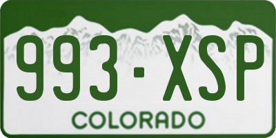 CO license plate 993XSP