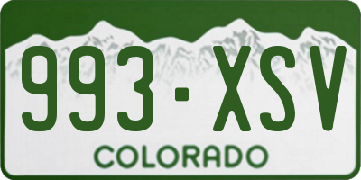 CO license plate 993XSV