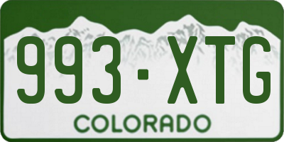 CO license plate 993XTG