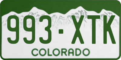 CO license plate 993XTK
