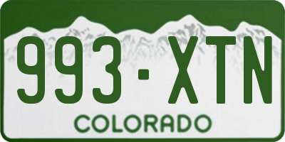 CO license plate 993XTN