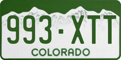CO license plate 993XTT