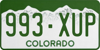 CO license plate 993XUP