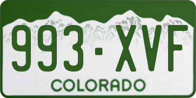 CO license plate 993XVF