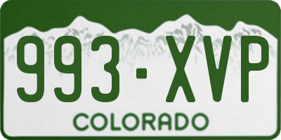 CO license plate 993XVP