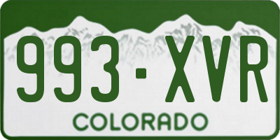 CO license plate 993XVR