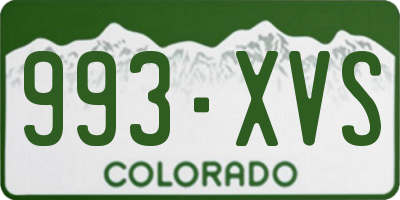 CO license plate 993XVS