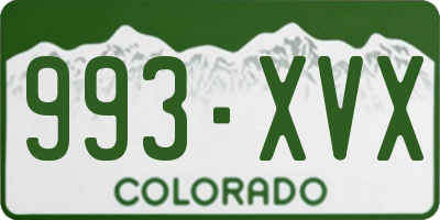CO license plate 993XVX
