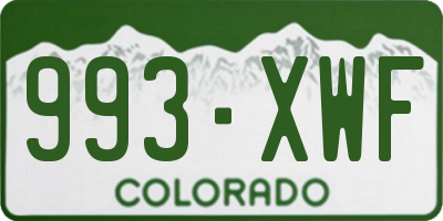CO license plate 993XWF