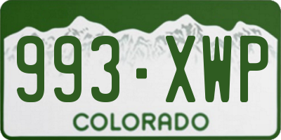CO license plate 993XWP
