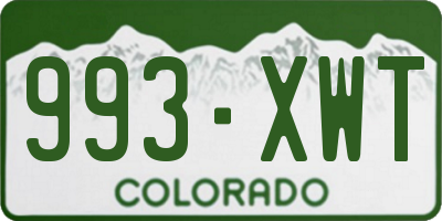 CO license plate 993XWT