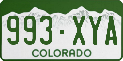 CO license plate 993XYA
