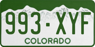 CO license plate 993XYF