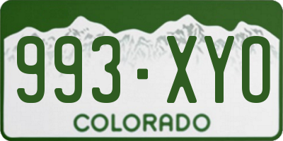 CO license plate 993XYO