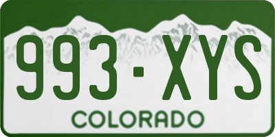 CO license plate 993XYS