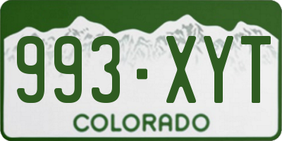 CO license plate 993XYT