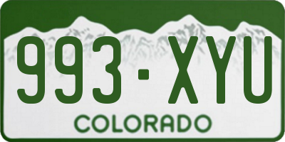 CO license plate 993XYU