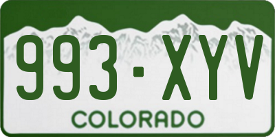 CO license plate 993XYV
