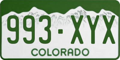 CO license plate 993XYX