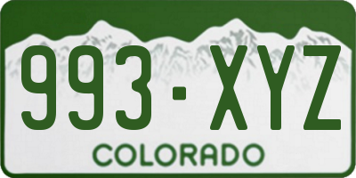 CO license plate 993XYZ
