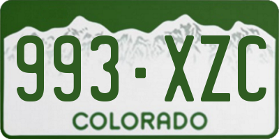 CO license plate 993XZC