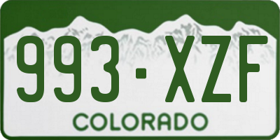 CO license plate 993XZF