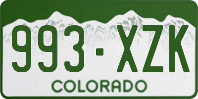 CO license plate 993XZK