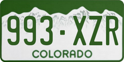 CO license plate 993XZR
