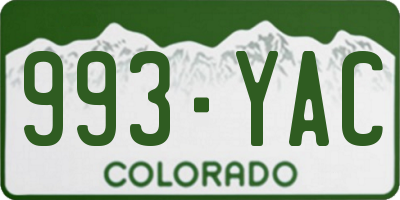 CO license plate 993YAC