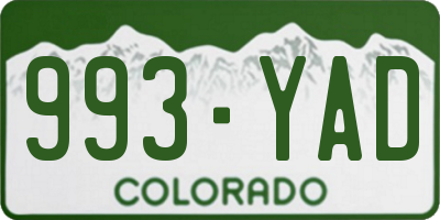 CO license plate 993YAD