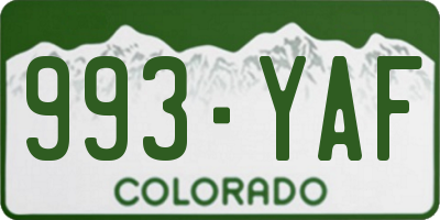 CO license plate 993YAF