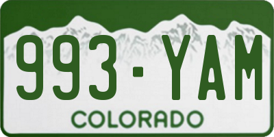 CO license plate 993YAM