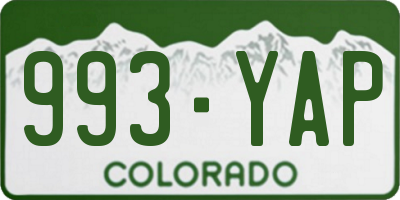 CO license plate 993YAP
