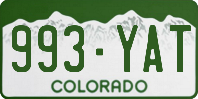 CO license plate 993YAT