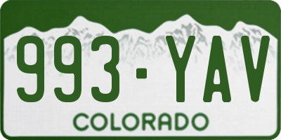 CO license plate 993YAV