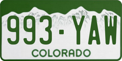 CO license plate 993YAW