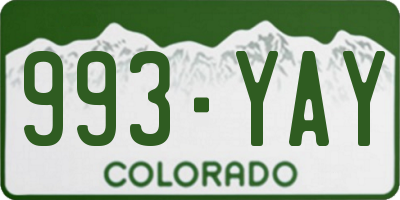 CO license plate 993YAY