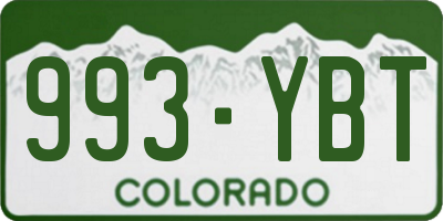 CO license plate 993YBT