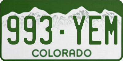 CO license plate 993YEM