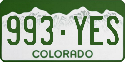 CO license plate 993YES