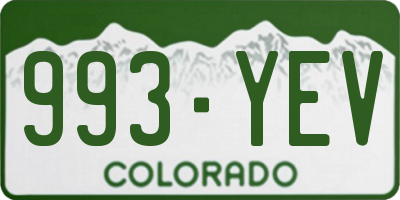 CO license plate 993YEV