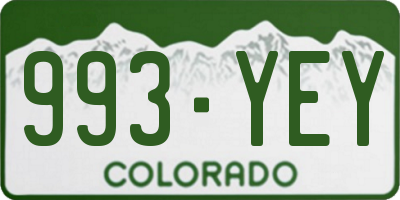 CO license plate 993YEY