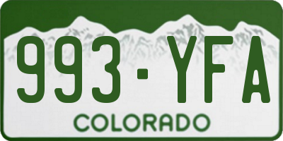 CO license plate 993YFA