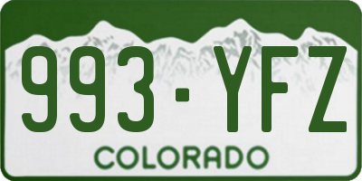 CO license plate 993YFZ