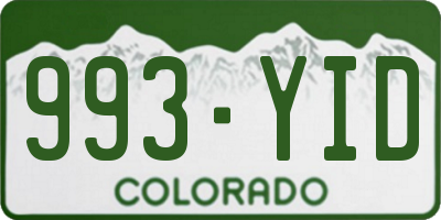 CO license plate 993YID
