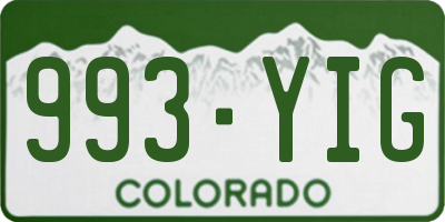 CO license plate 993YIG