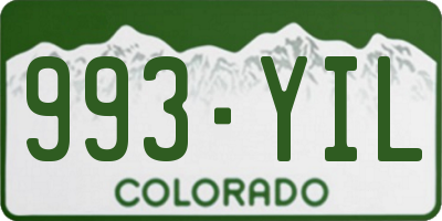 CO license plate 993YIL
