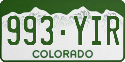 CO license plate 993YIR
