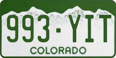 CO license plate 993YIT